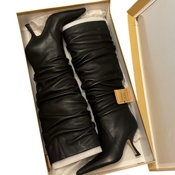 MICHAEL Michael Kors Over Knee Luna Leather Boots Point Toe Black Size 6M NWB - Picture 8 of 11